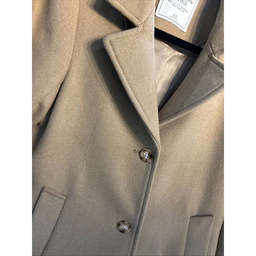 Abercrombie & Fitch Dad Coat Women's Camel Wool Blend Long Womens SZ XS